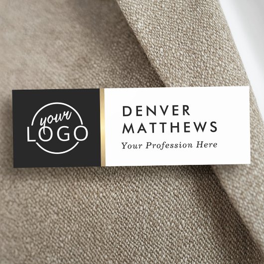 Logo-, naam- en titelklasse zwarte witte naamtag naamplaatje