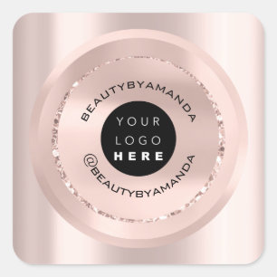 Logo Naam Lichaam Make-up product Verpakking  Roos Vierkante Sticker