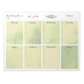 Logo Naam Olive Green Waterverf Weekly Planner Notitieblok (Voorkant)