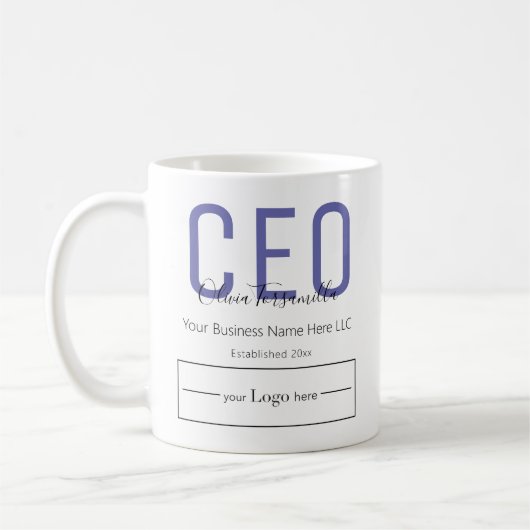Logo Naam Paarse Black CEO Koffiemok (Links)