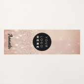 Logo Naam Roos Blush Glitter Girly Gift Idee Yogamat (Achterkant (horizontaal))