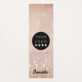 Logo Naam Roos Blush Glitter Girly Gift Idee Yogamat (Voorkant)