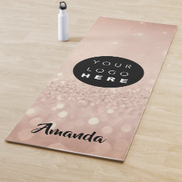 Logo Naam Roos Blush Glitter Girly Gift Idee Yogamat