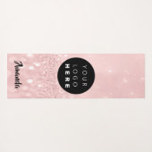 Logo Naam Roze Rose Glitter Girly Gift Idee Yogamat (Achterkant (horizontaal))