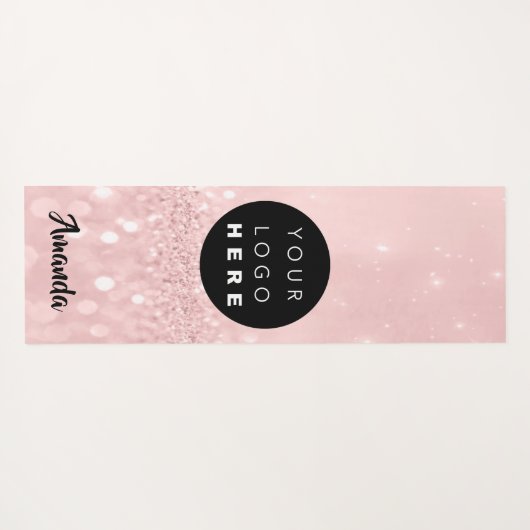Logo Naam Roze Rose Glitter Girly Gift Idee Yogamat (Achterkant (horizontaal))