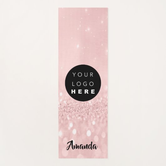 Logo Naam Roze Rose Glitter Girly Gift Idee Yogamat (Voorkant)