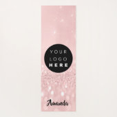 Logo Naam Roze Rose Glitter Girly Gift Idee Yogamat (Achterkant)
