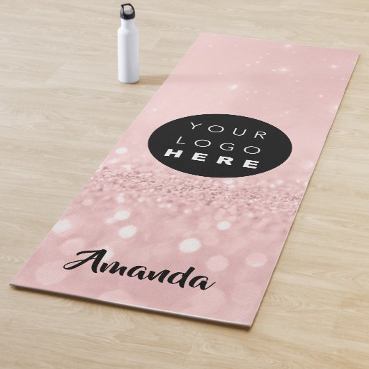 Logo Naam Roze Rose Glitter Girly Gift Idee Yogamat (In situ)