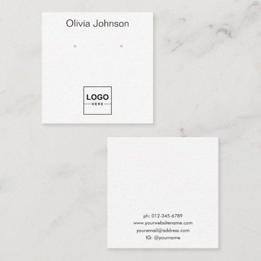 Logo Naam Sieraden Oorbel Display Visitekaartje (Voorkant / Achterkant)
