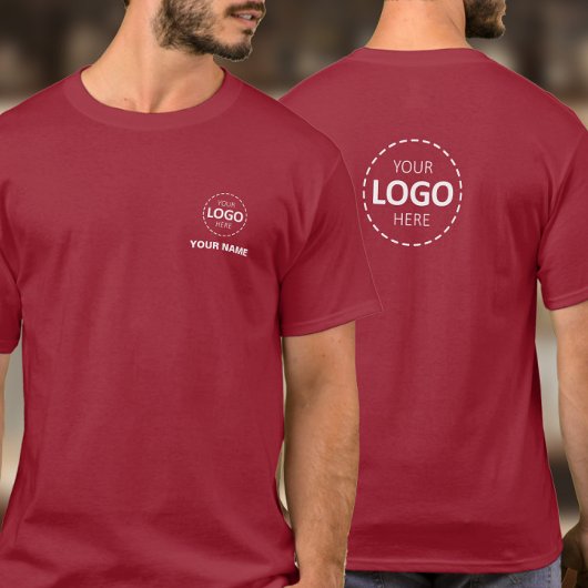 Logo & Naam Sjabloon - Voor & Terug Logo Personeel T-shirt