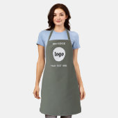 Logo Naam Tekst Zakelijk Promotie Sage Groen Schort (Gedragen)