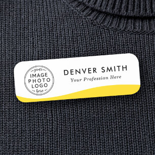 Logo naam titel gele golf wit modern naamplaatje