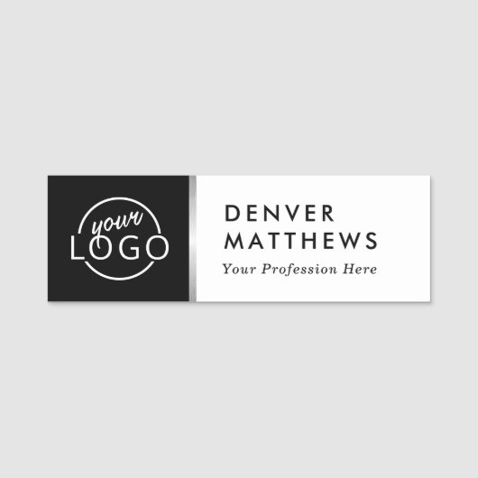 Logo naam titel klasje zwarte witte grijze rand naamplaatje (Voorkant)