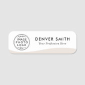 Logo Naam Titel Licht bleek Bruin Wave Wit Modern Naamplaatje (Voorkant)