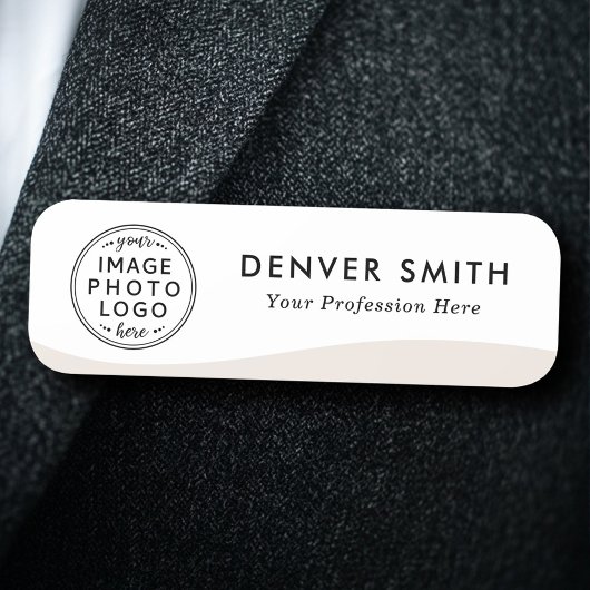 Logo Naam Titel Licht bleek Bruin Wave Wit Modern Naamplaatje