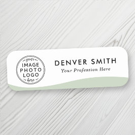 Logo naam titel licht groen golf wit modern naamplaatje