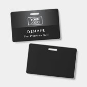 Logo naam titel zwarte grijze gradiënt toevoegen badge (Voor- en achterkant)