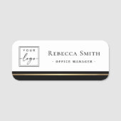 Logo Naam Titel Zwarte Rand Wit Modern Naamplaatje (Voorkant)