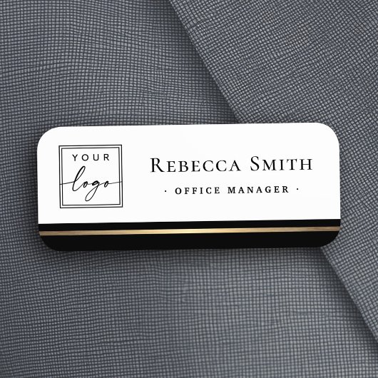 Logo Naam Titel Zwarte Rand Wit Modern Naamplaatje