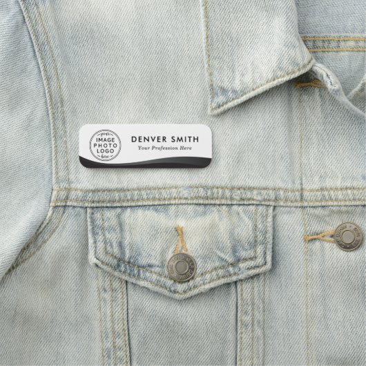 Logo naam titel zwarte witte donkere gradiënt naamplaatje (In situ)