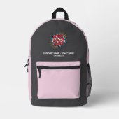 Logo & Naam Upload Grijs / Licht Roze Bedrukte Rugzak (Voorkant)