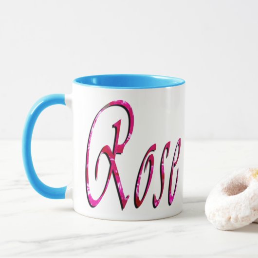 Logo naam Vrouw roos, Mok (Met donut)