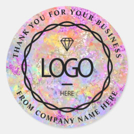 Logo Naam Web Dank BedrijfsHolograaf Roze Winkel Ronde Sticker