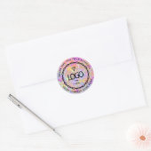 Logo Naam Web Dank BedrijfsHolograaf Roze Winkel Ronde Sticker (Envelop)