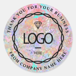 Logo Naam Web Dank BedrijfsHolograaf Roze Winkel Ronde Sticker