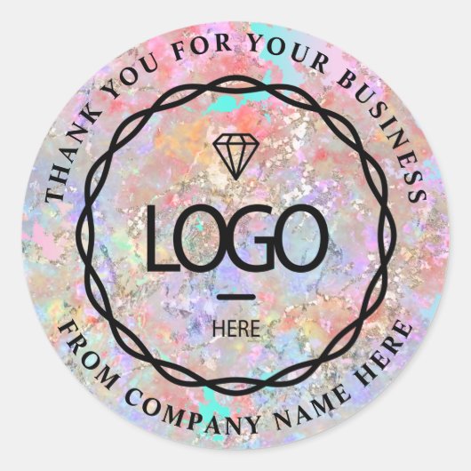 Logo Naam Web Dank BedrijfsHolograaf Roze Winkel Ronde Sticker (Voorkant)
