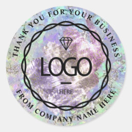 Logo Naam Web Dank je naam Blue Violet Mint Ronde Sticker