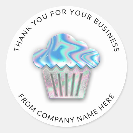 Logo Naam Web Dank u bakkerijblauw Silver Ronde Sticker (Voorkant)