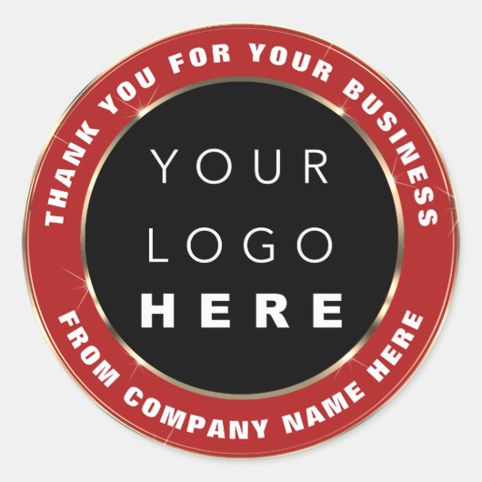 Logo Naam Web Hartelijk dank Gold Lijst Rode wijn Ronde Sticker (Voorkant)