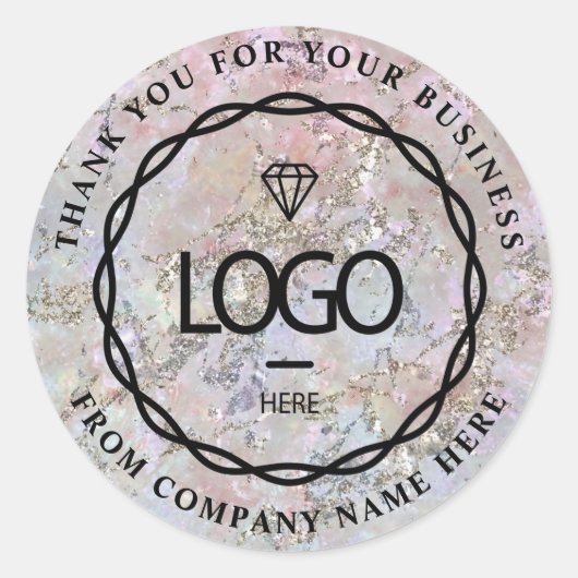 Logo Naam Web Thank Business Roos Grey Ronde Sticker (Voorkant)