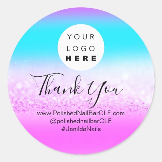 Logo Naam: Winkelen Glitter Holograaf Ronde Sticker (Voorkant)