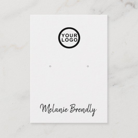 Logo Naam Zilveren Zwarte Sieraden Oorbel Display Visitekaartje (Voorkant)