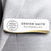 Logo naam zwarte witte faux gouden gradiënt naamplaatje