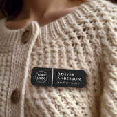 Logo-naam: zwarte zilvergrijze verdeler naamplaatje