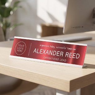 Logo naamplaten Persoonlijk Chic Rood Bureau Naambordje