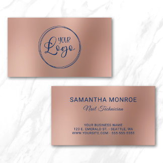 Logo nagelstyliste Rose Goud Ombre vervaging Visitekaartje