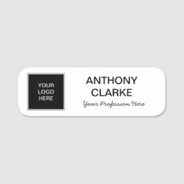 Logo Name Black Minimalist Classic Name Tag
