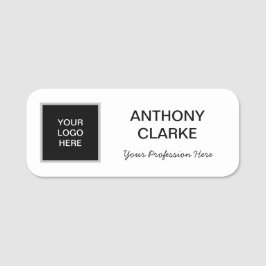 Logo Name Black Minimalist Classic Name Tag