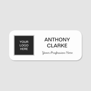 Logo Name Black Minimalist Classic Name Tag