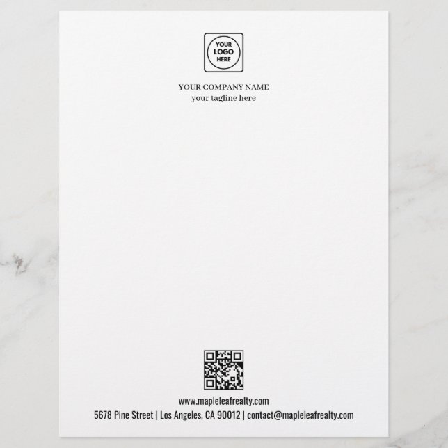 Logo Name QR Code Website Business letterhead Briefhoofd (Voorkant)