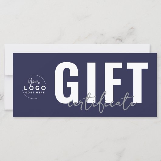 Logo Navy Blue Business Gift Certificate (Voorkant)