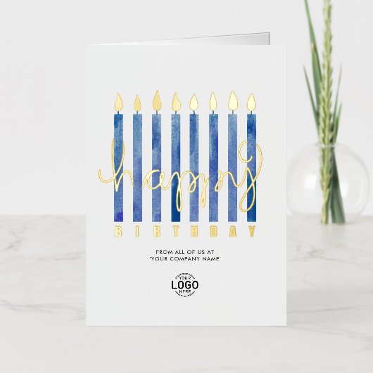 Logo Navy Blue Candles Business Folie Birthday Kaa Folie Feestdagenkaart (Voorkant)