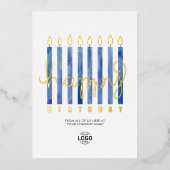 Logo Navy Blue Candles Business Folie Birthday Kaa Folie Uitnodiging (Voorkant)