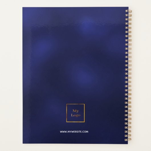 Logo Navy Blue Gold Monogram initiaal Business 202 Planner (Achterkant)