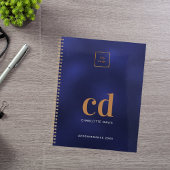 Logo Navy Blue Gold Monogram initiaal Business 202 Planner