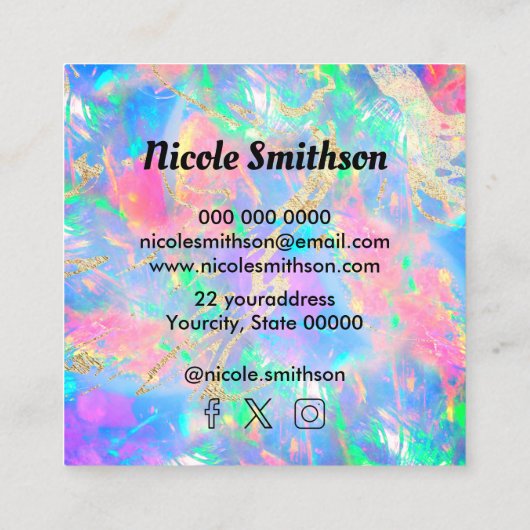 logo neon opal vierkant visitekaartje (Achterkant)